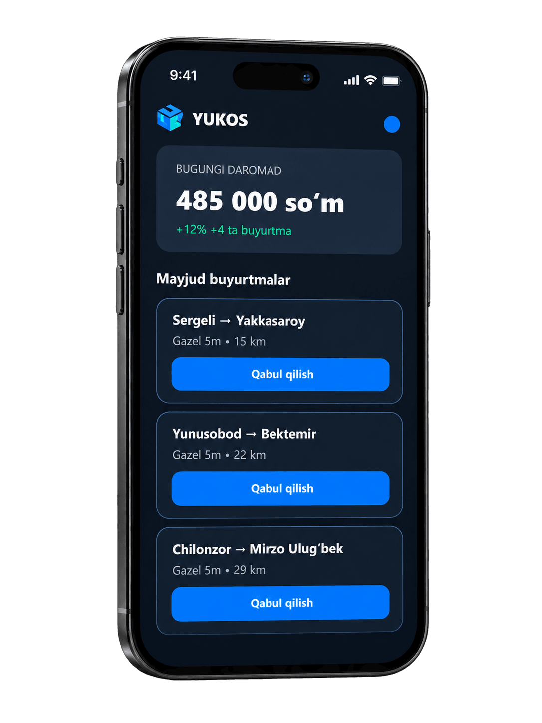 YUKOS driver app — available loads